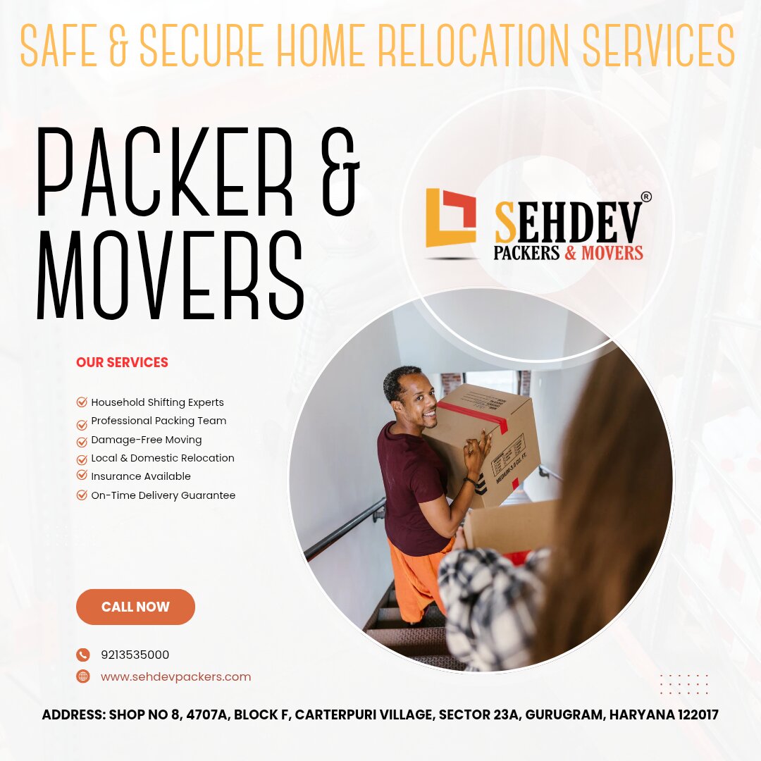 Sehdevpackers's tweet photo. 🏠 Safe &amp; Secure Home Relocation Services in Gurugram
Looking for reliable packers and movers? 🚛
Sehdev Packers and Movers Pvt. Ltd. offers professional household shifting, office relocation, car transportation &amp; complete moving solutions with insured services and https://t.co/YSBxn4bwMM