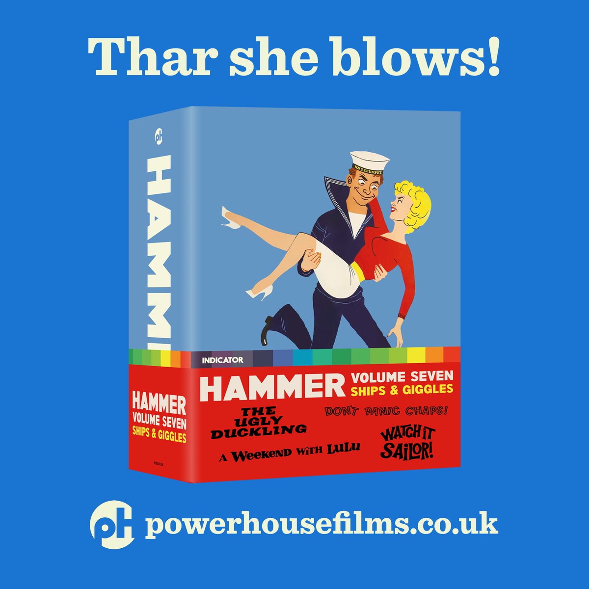Coming this May... HAMMER VOLUME SEVEN: SHIPS &amp; GIGGLES

Take a look at the lighter side of the legendary film studio’s diverse output, with a quartet of comic classics starring a roll-call of British comedy greats.