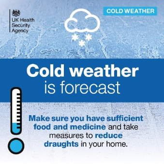 ❄️ Yellow Cold-Health Alert for the North East 🕕 13th–16th Feb 2026

Cold weather raises health risks. Stay safe: 
• Check forecasts, stock up on essentials • Heat main rooms to 18°C+, wear layers • Check support for energy bills • Keep up to date with winter vaccines.