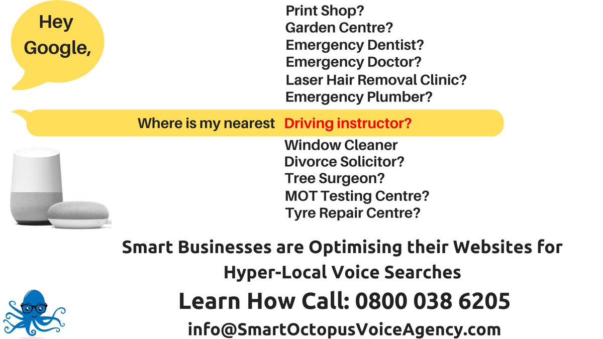 SmartOctopusVA's tweet photo. Is Voice Searching losing you sales?  Most websites are not optimised for Voice Search! 50% of searches are now via Voice!  Call us on 0800 038 6025  to increase your traffic flow  #marketing #sme #smallbusiness #voicesearch #voicesearchoptimisation #VSEO #smartoctopusvoiceagency https://t.co/ROAQPc7iDi