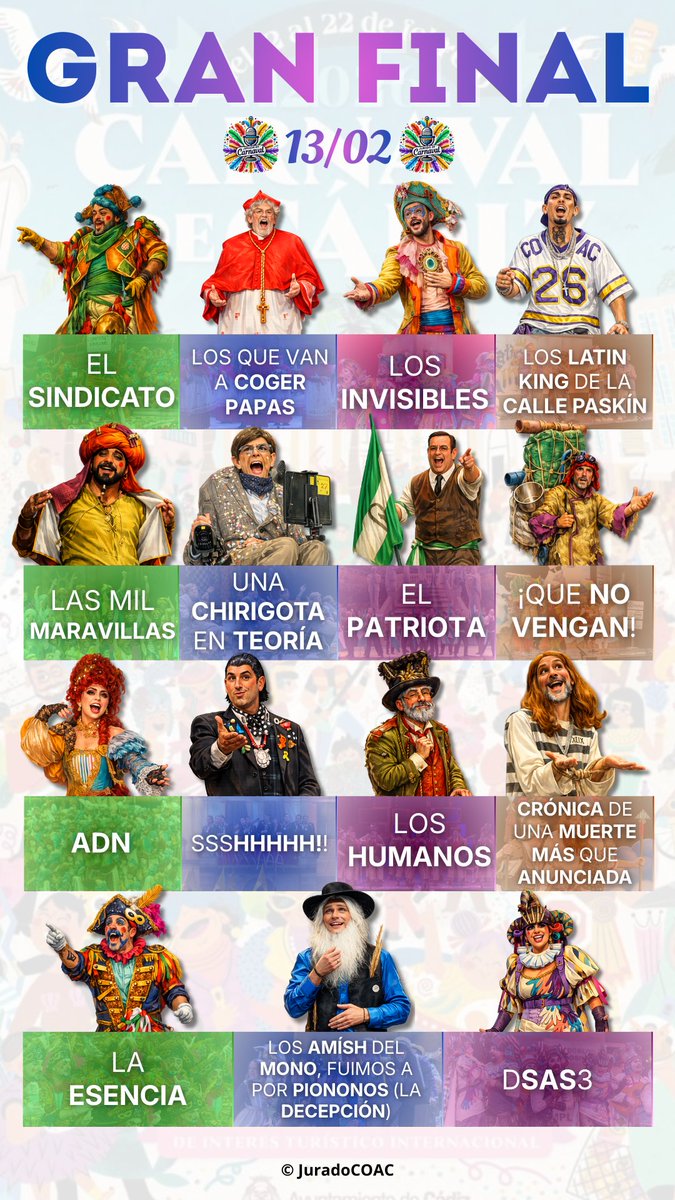 JuradoCoac's tweet image. 🚨 ORDEN DE ACTUACIÓN GRAN FINAL #COAC2026