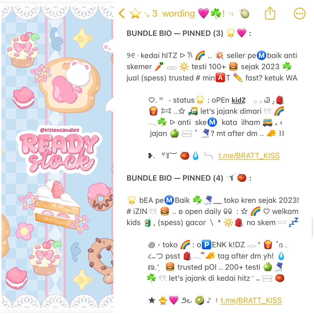 🌈 “PEEP — 🅿️EEP” .. !! 🚌✋
help repost mate! thankie 🍔🩷

haii 🍎☘️! hari ini judith bawain 4 bundle BIO + PINNED ready stock 🔆🍟 <3 with price only 8.500 / each ajah lho 🧀🪁 ayo jajan sekarang 💧 >__< pemesanan bisa lewat dm atau tele ya 🥝

tags 🌟 : #zonauang #zonaba