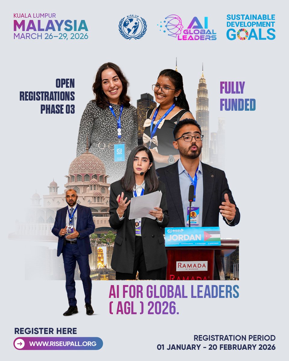 AI for Global Leaders (AGL) 2026

🗓 26–29 March 2026
📌 Kuala Lumpur, Malaysia
👉 Apply now | riseupall.org/agl-2026
Be the leader who builds solutions, not just conversations.