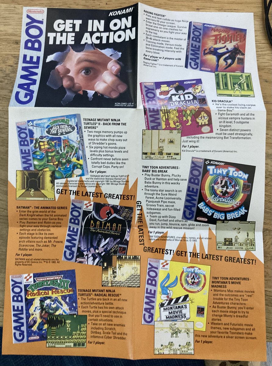 先日紹介したANIMANIACSに付いていたチラシ✨ コナミの当時