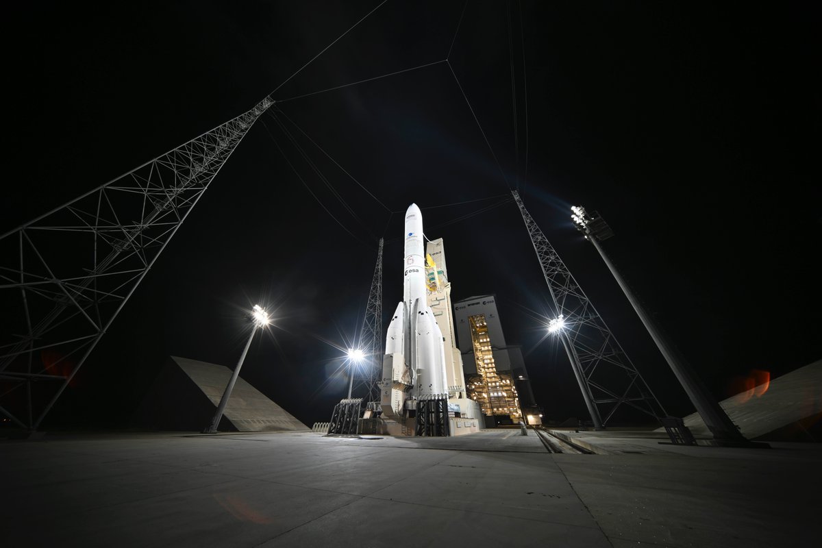 The first Ariane 6 with four boosters stands tall on the launch pad 👑 ...