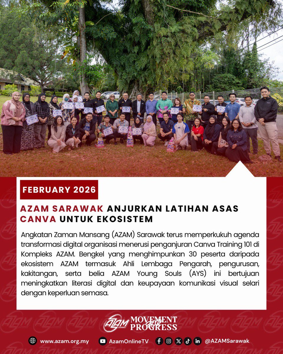 AZAMSarawak's tweet image. AZAM Sarawak Anjurkan Latihan Asas Canva untuk Ekosistem

#AZAMSarawak #MovementforProgress #DigitalForImpact #AZAMYoungSouls #GrowTheYouthGrowSarawak