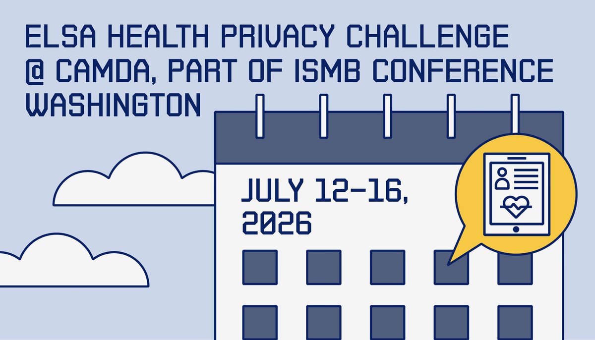 ELLISforEurope's tweet photo. Health Privacy Challenge by @elsa_lighthouse is back!
Submission is open NOW for both tracks:
1. Bulk gene expression data in 🫐 Blue vs 🍅 Red Team format
2. Single-cell gene expression data
📅 Deadline: May 4
📍 #CAMDA @ ISMB, Wash DC, July 12-16
🔗 https://t.co/EfAxA2rf8n https://t.co/8WAMnQyO5G