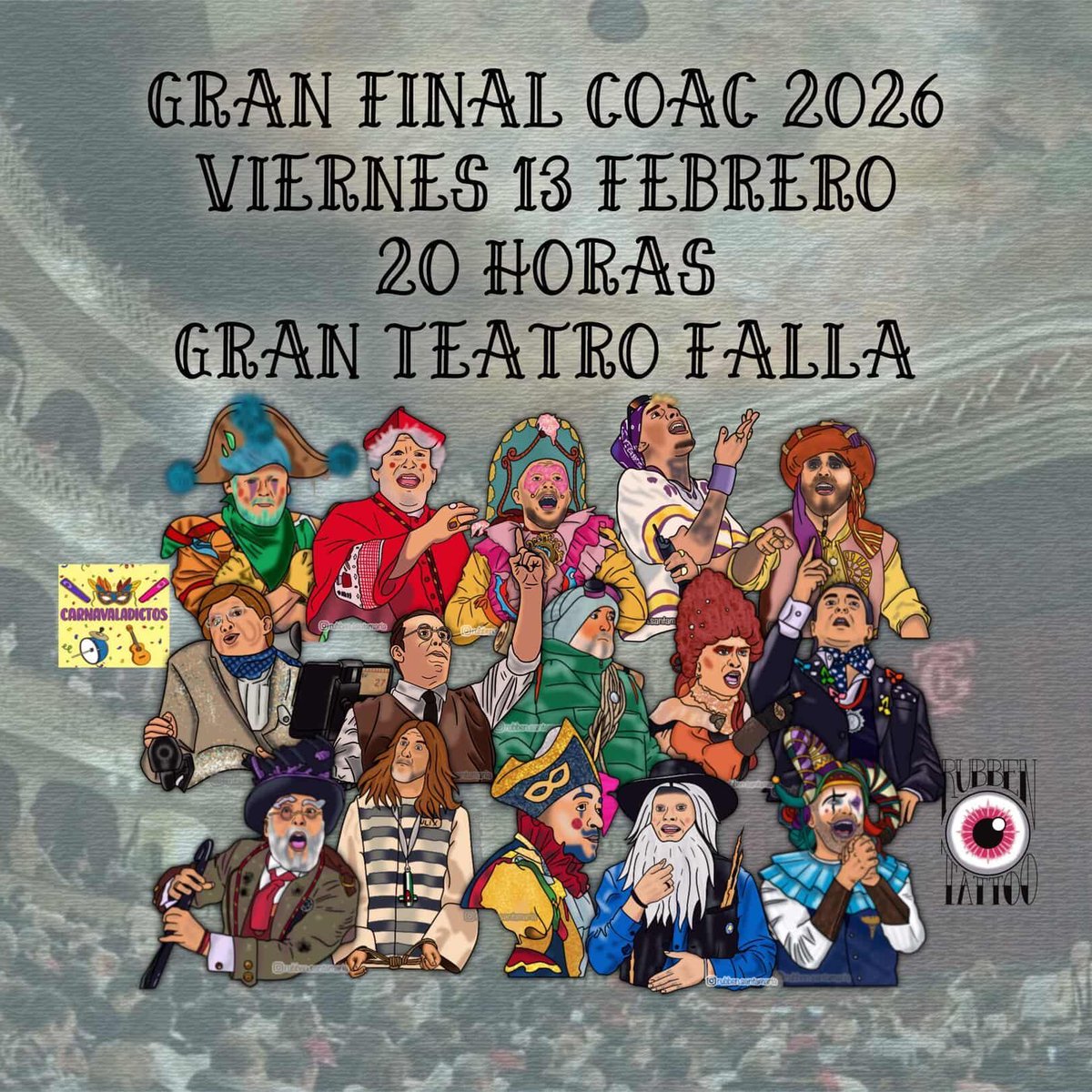 Orden de actuación
Gran Final Coac 2026
Viernes 13 Febrero
20 horas
Gran Teatro Falla
#Coac2026Final