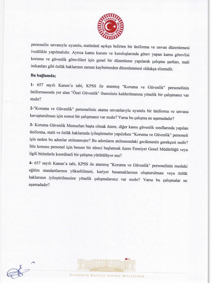 657 Sayılı Kanun Kapsamında KPSS ile Atanmış Kamu Koruma ve Güvenlik Personelinin Statü, Üniforma ve Unvan Sorunlarına İlişkin Soru Önergemiz, İstanbul Milletvekilimiz Sn. Doğan Bekin tarafından TBMM’ye sunulmuştur. 

<a href="/erbakanfatih/">Dr. Fatih Erbakan</a> <a href="/DoganBekin/">Doğan Bekin</a> <a href="/magdursuztoplum/">Toplumsal Mağduriyetler Kurulu</a>
