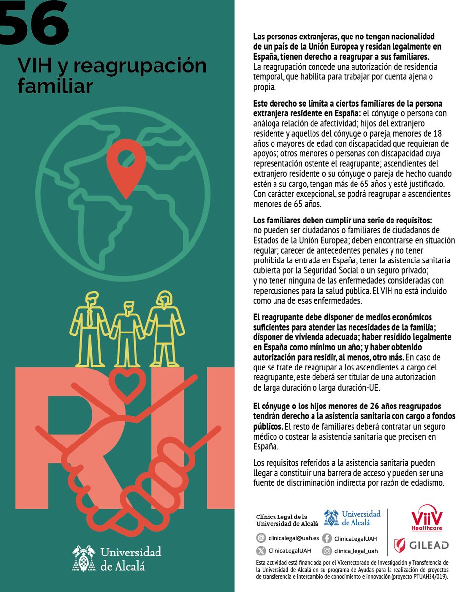 ClinicaLegalUAH's tweet photo. @cesida_esp @SidaBurgos @RMdSida @GeSIDA_SEIMC @de_uah @StopVIH @PactoVih @InfoVIHCruzRoja @Imaginamas @Apoyopositivo @Salud_Culturas @omsidazgz @Adhara_ONG @gTtVIH @UCribado @Gehitu_Elkartea @ComiteVLC @acasgi @CorresponsalVIH @EIDU_UAH @calcsicova @ASHECOVA @FTriangulo @SareElkartea 🟢🟢🟢¿Qué es la reagrupación familiar? Lo contamos en la píldora 56: VIH y reagrupación familiar. Más información en clinicalegal@uah.es https://t.co/bsAQgpFb7F