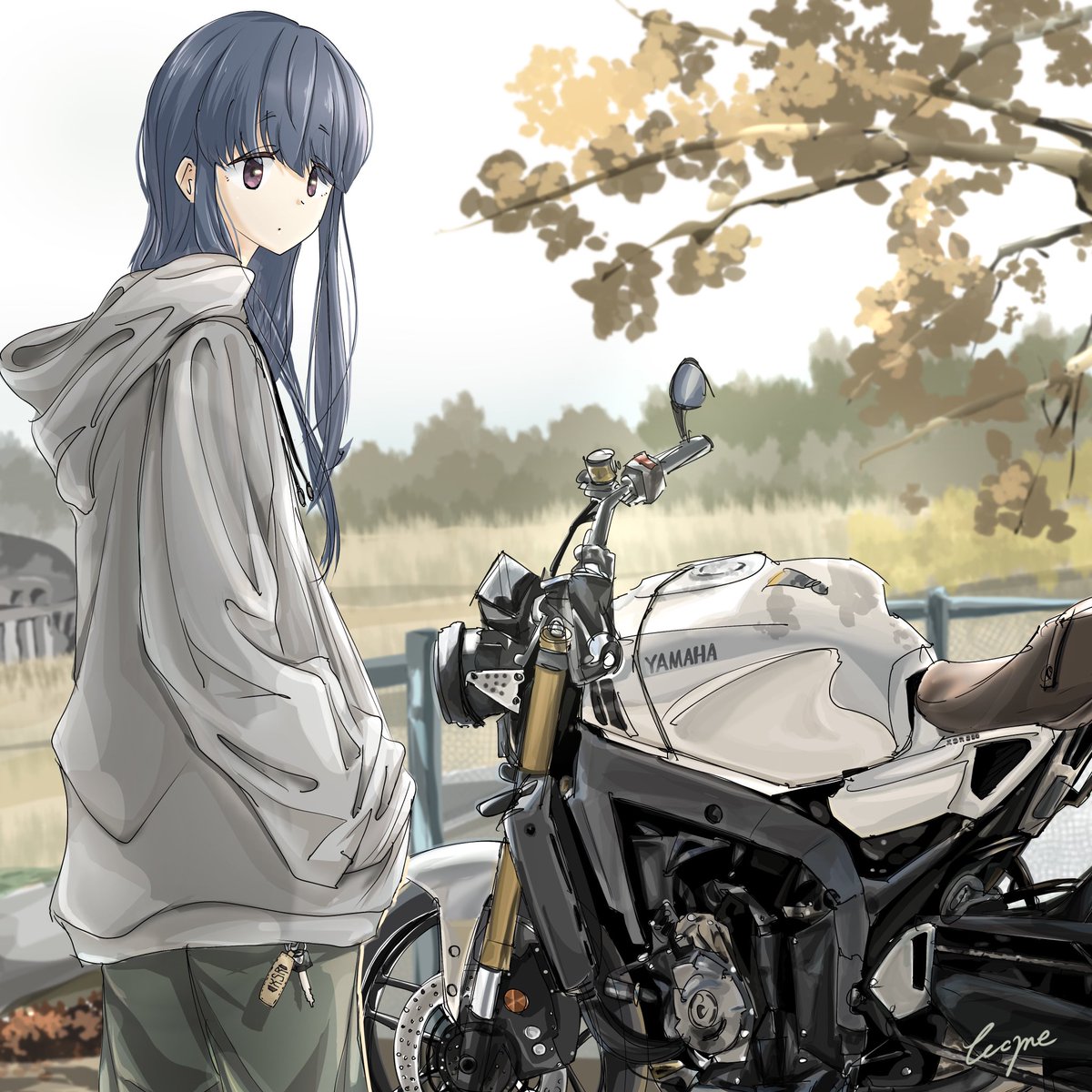 medakatsudon's tweet image. 最近3気筒の魅力に気づいたので衝動描き
めちゃくちゃクールにナンシーおじさんを撃退してそうなしまりん