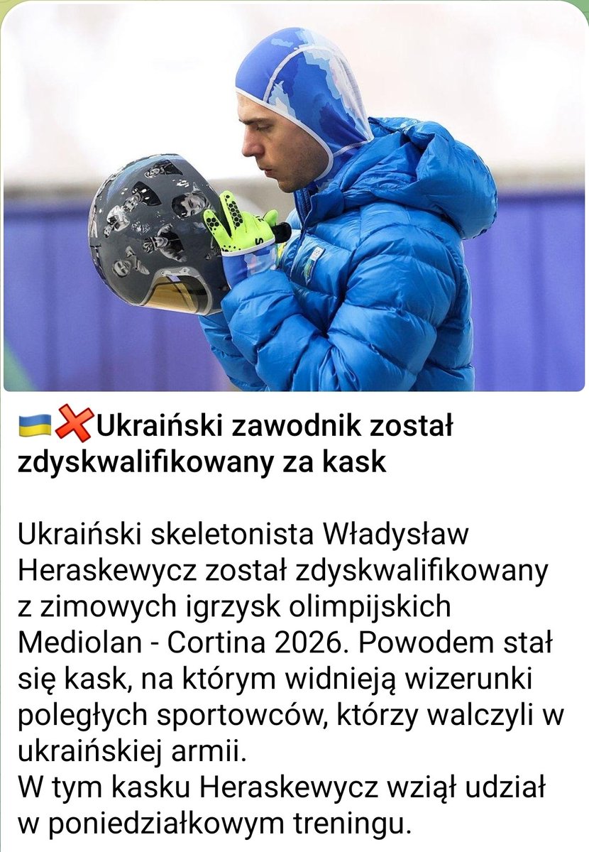 🚨 Za manifestacje polityczne zdyskwalifikowano Ukraińca na Olimpiadzie👏👏👏

Za #newsfactory