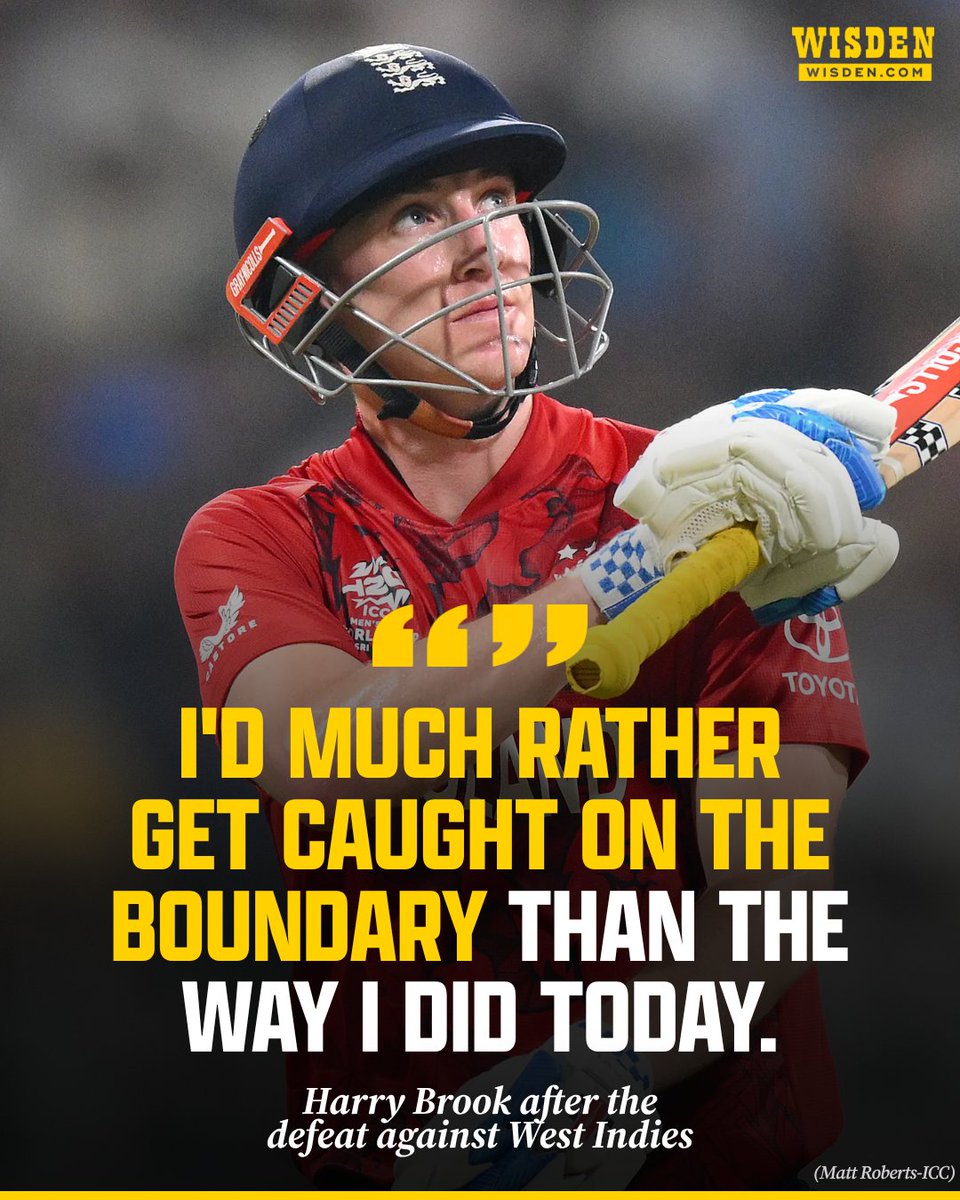 🗣️" We were probably a little bit careful, myself included."

England skipper Harry Brook pointed to the team's cautious batting as a key factor in their 30-run defeat to West Indies at the T20 World Cup.

#ENGvWI #T20WorldCup