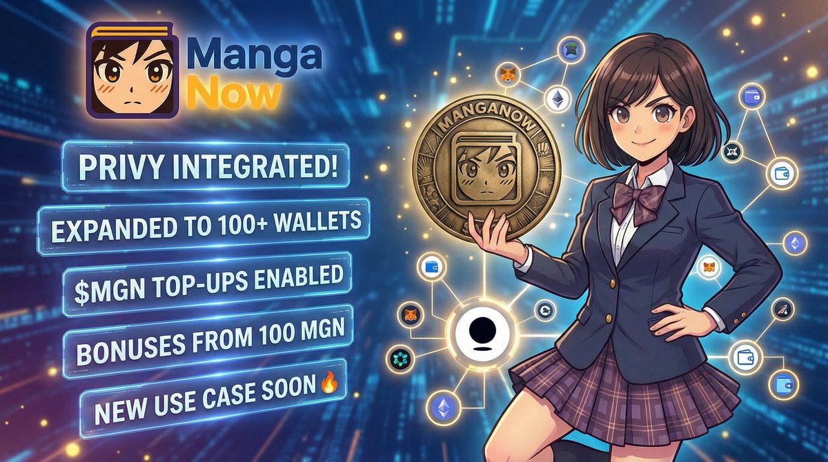 manganow_ai's tweet photo. We’ve integrated Privy (Web3 wallet infrastructure / part of the Stripe group), expanding supported wallets from Phantom only to 100+ wallets.

Along with this upgrade, $MGN can now be used for individual credit top-ups.

In addition, bonuses now apply starting from 100 MGN.

And there’s more — a new use case for $MGN will be announced soon 🔥