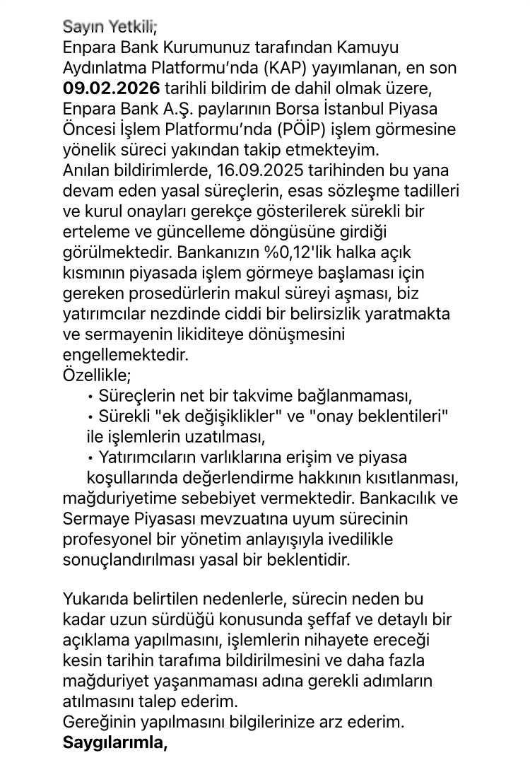 ⁦<a href="/qnbinvesttr/">QNB Invest</a>⁩ ⁦<a href="/qnbtr/">QNB Türkiye</a>⁩ ⁦<a href="/Enparacom/">Enpara</a>⁩ ⁦<a href="/EnparaSirketim/">Enpara.com Şirketim</a>⁩ ⁦<a href="/spkgovtr/">SPK</a>⁩ ⁦<a href="/BDDKResmi/">Bankacılık Düzenleme ve Denetleme Kurumu (BDDK)</a>⁩ ⁦<a href="/iletisim/">T.C. İletişim Başkanlığı</a>⁩ ⁦<a href="/HMBakanligi/">T.C. Hazine ve Maliye Bakanlığı</a>⁩ BU İŞLEMLER AYLARCA SÜRMEMELİ KASIT VAR !!!!