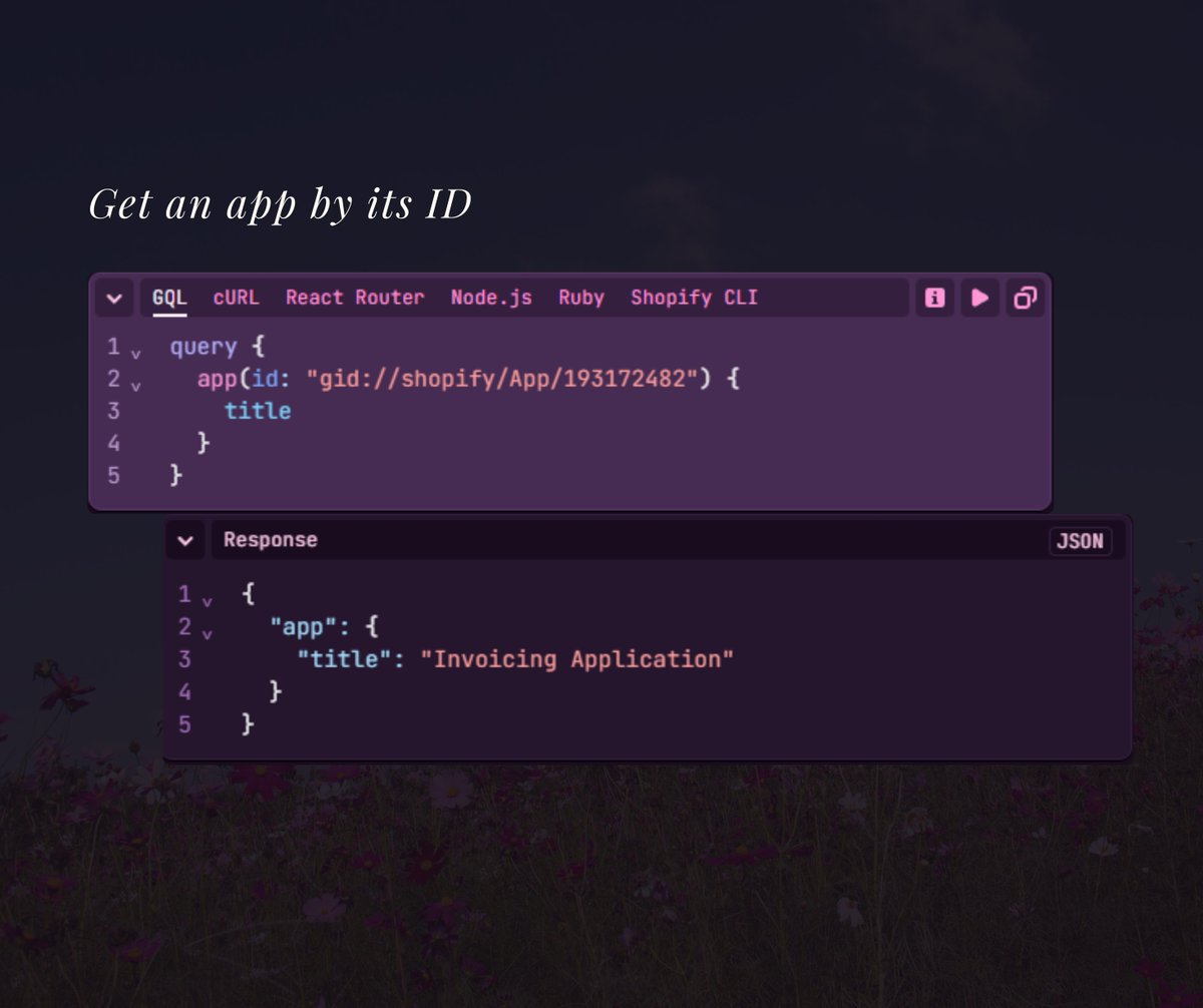 fayyazraza315's tweet photo. Retrieve App Details Using GraphQL ID Query

#Shopify #GraphQLAPI #ShopifyApps #APIQuery #EcommerceDevelopment #ShopifyDevelopment https://t.co/HpzAo7VaNt