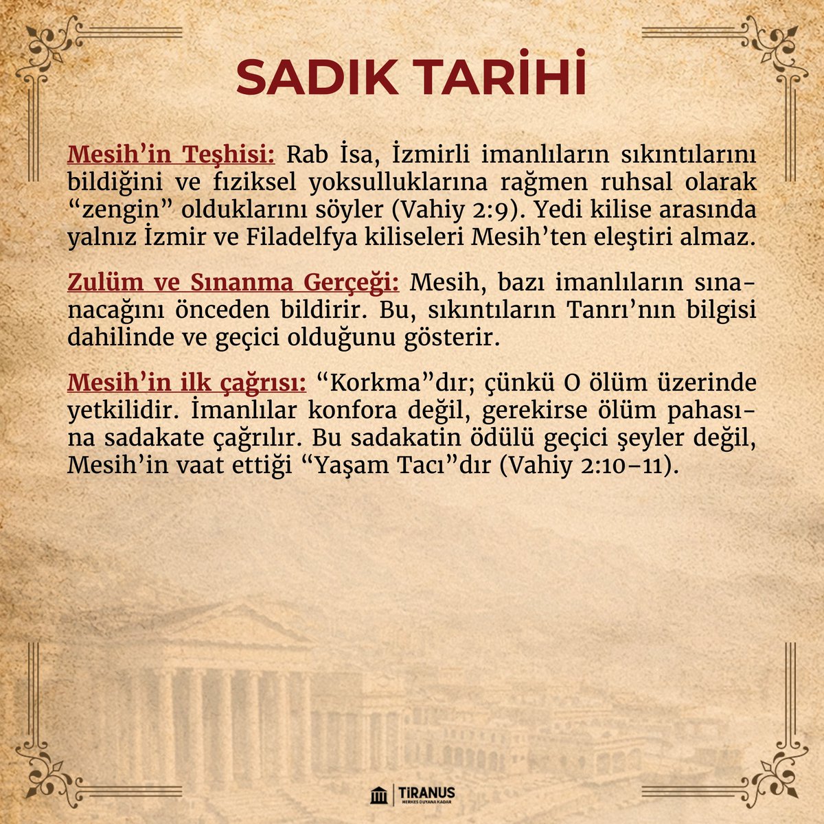 Zulme Direnen Kilise

Günümüz dünyasında imanımızı korumaya çalışırken hangi "zulüm"lerle karşılaşıyoruz? Yorumlarda paylaşın!👇