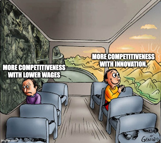 WorkersEESC's tweet photo. Let's hope EU leaders come out of that retreat with something more innovative than 'lower wages, larger tax breaks for the rich, less regulation that protects workers and consumers, weaker labour rights'. 

Unless their new brand is 'sweatshop Europe'

https://t.co/6uuen43Ne5 https://t.co/P2eRFxV9v2