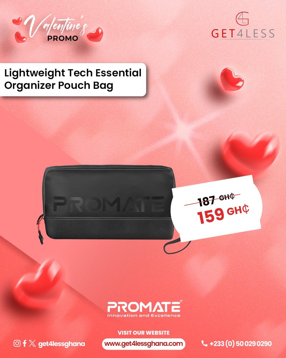 Get4lessGhana's tweet image. 💖 Travel smart, stay organized, and protect what matters this Valentine’s! ✈️✨ Sleek RFID protection, smart tracking, and stylish organizers made for modern love. 💼💘#Get4lessghana #ValentinePromo #TechEssentials #GadgetDeals #ValentineGift #Ghana #onlineshopping #explore #fyp