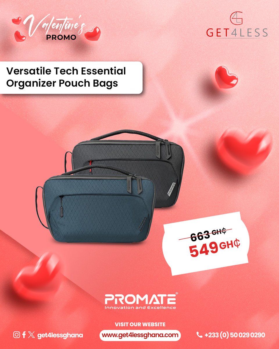 Get4lessGhana's tweet image. 💖 Travel smart, stay organized, and protect what matters this Valentine’s! ✈️✨ Sleek RFID protection, smart tracking, and stylish organizers made for modern love. 💼💘#Get4lessghana #ValentinePromo #TechEssentials #GadgetDeals #ValentineGift #Ghana #onlineshopping #explore #fyp