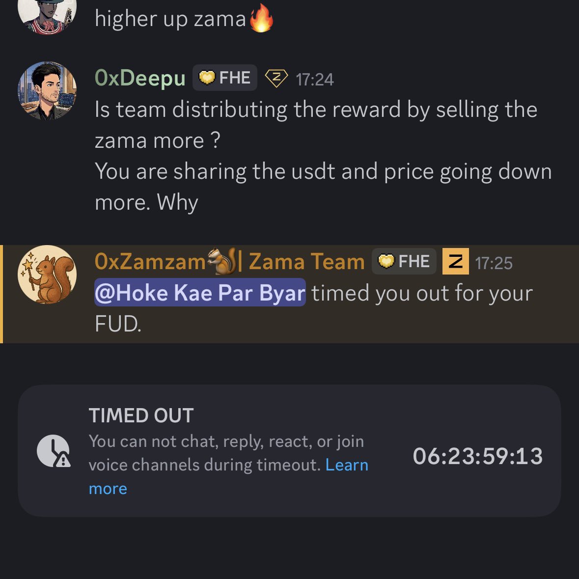 For <a href="/zama/">Zama</a> KYC failed users
<a href="/zamzamsquawk/">Alakazamzam</a> answered the question 🤣🤣🤣 
told him to delete my message if they are rugger
He instantly did that