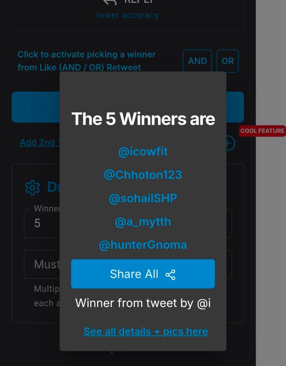 ~  <a href="/yososocial/">Yoso 👁️ - Social Prediction</a>  Giveaway Winners 🎉

🏆 <a href="/icowfit/">white king</a>
🏆 @chhoton123
🏆 @sohailshp
🏆 <a href="/a_mytth/">wiz.exe</a> 
🏆 @huntergnoma

Verify here -  xpickr.com/draw/177089336…

Check your DM After 1-2min