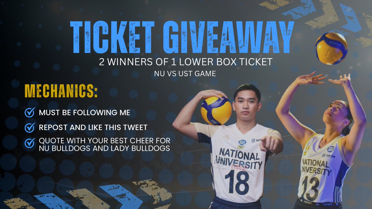 📣📣 TICKET GIVEAWAY 📣📣

Open to all NU fans!! Details are in the picture below. Winners will be announced on Saturday, 12NN ☺️