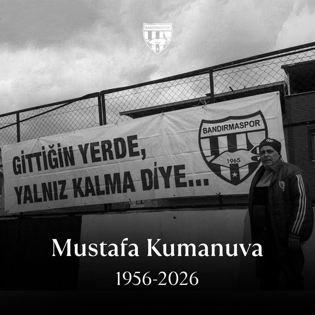 Bandirmaspor's tweet photo. Bandırmaspor camiası olarak, kulübümüze uzun yıllar emek vermiş, armamıza gönülden hizmet etmiş Mustafa Kumanuva’yı kaybetmenin derin üzüntüsünü yaşıyoruz.

Gittiğin yerde yalnız değilsin… Kalbimizde ve Bandırmaspor’un hatırasında daima bizimlesin.

Merhum Mustafa Kumanuva’ya Allah’tan rahmet; ailesine, yakınlarına ve büyük Bandırmaspor camiasına başsağlığı ve sabır diliyoruz.