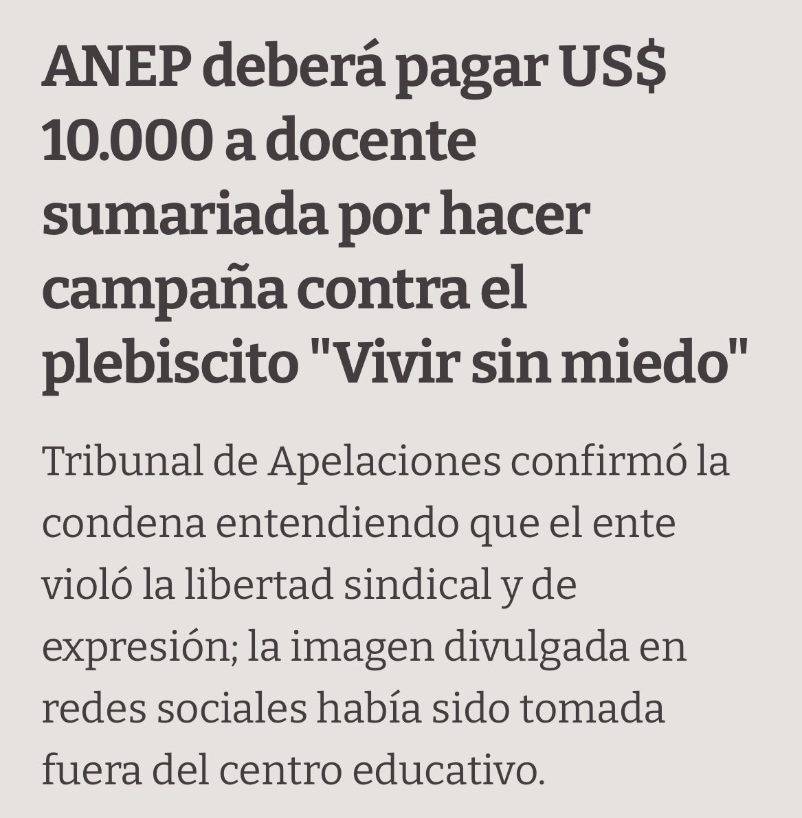 Seguro un error de tipeo. La indemnización no es “por hacer campaña”. Es porque se hizo una denuncia a sabiendas de que no iba a andar.