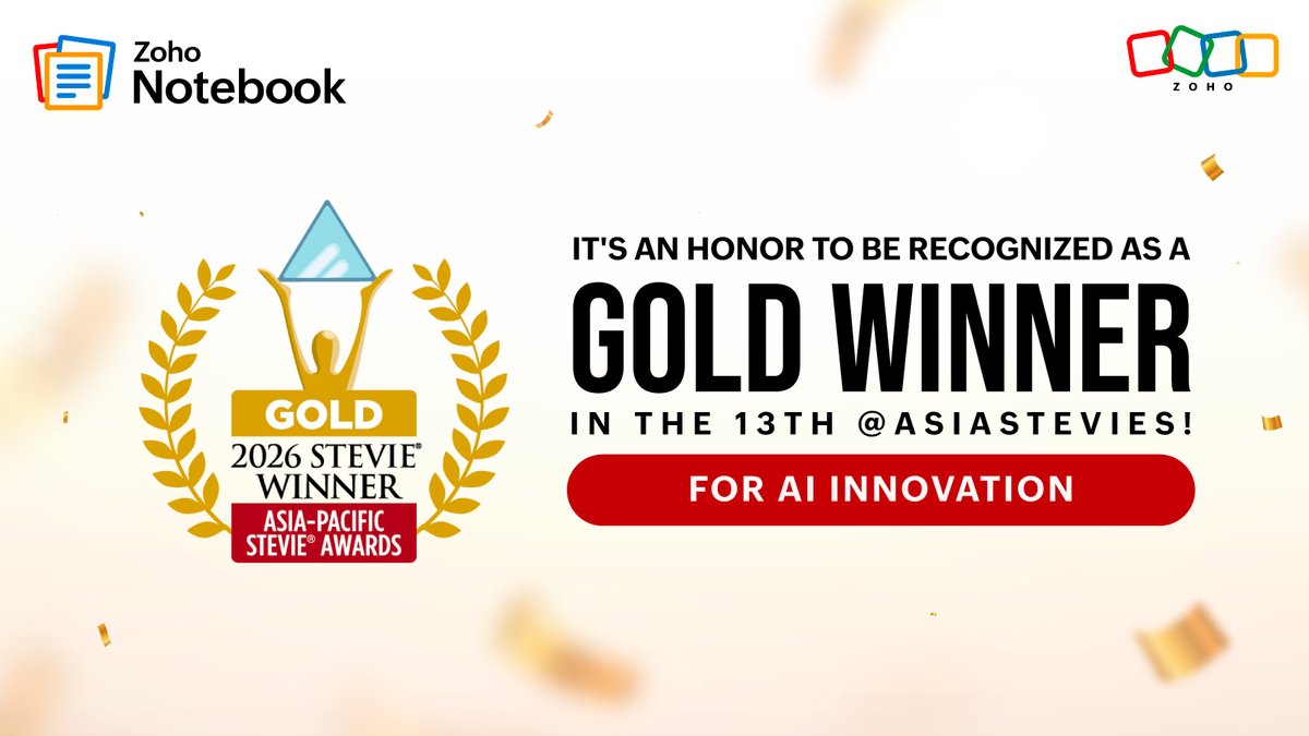 We’re incredibly proud to share that Notebook AI has been named a Gold Stevie Winner for AI Innovator of the Year at the 13th annual <a href="/AsiaStevies/">The Asia-Pacific Stevie® Awards</a> Awards. 🏆

Recognized as "Privacy-First Applied Intelligence Transforming Notes, Meetings, and Customer Conversations,” this award