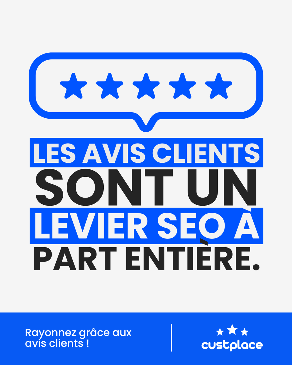Les avis ne servent pas uniquement à rassurer les clients.

Ils influencent aussi le référencement local :
quantité, qualité, fraîcheur et réponses comptent.
Les bonnes pratiques à connaître
L'article: fr.custplace.com/business/7-con…