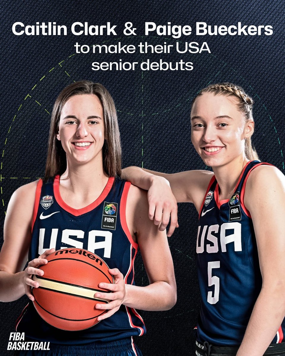 FIBA's tweet photo. The moment fans have been waiting for will happen next month in San Juan, Puerto Rico 🔥

Generational talents Caitlin Clark and Paige Bueckers will make their USA senior national team debuts after being named in the 12-player roster for the upcoming FIBA Women's Basketball World Cup 2026 Qualifying Tournaments.

USA 🇺🇸 will step out in San Juan between March 11-17, facing hosts Puerto Rico, as well as Italy, New Zealand, Senegal and Spain.

#FIBAWWC x #RoadToBerlin