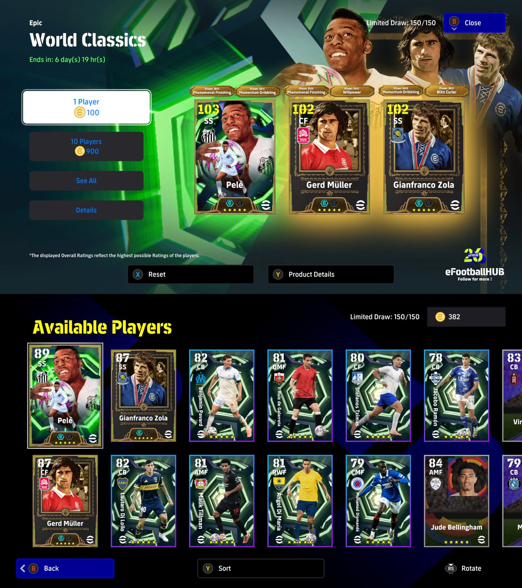 Epic : World Classics ⚽️🗺️

🇧🇷 Pelé
🇩🇪 Gerd Müller 🆕
🇮🇹 Gianfranco Zola 🆕

#eFootball2026 | #eFootballHUB