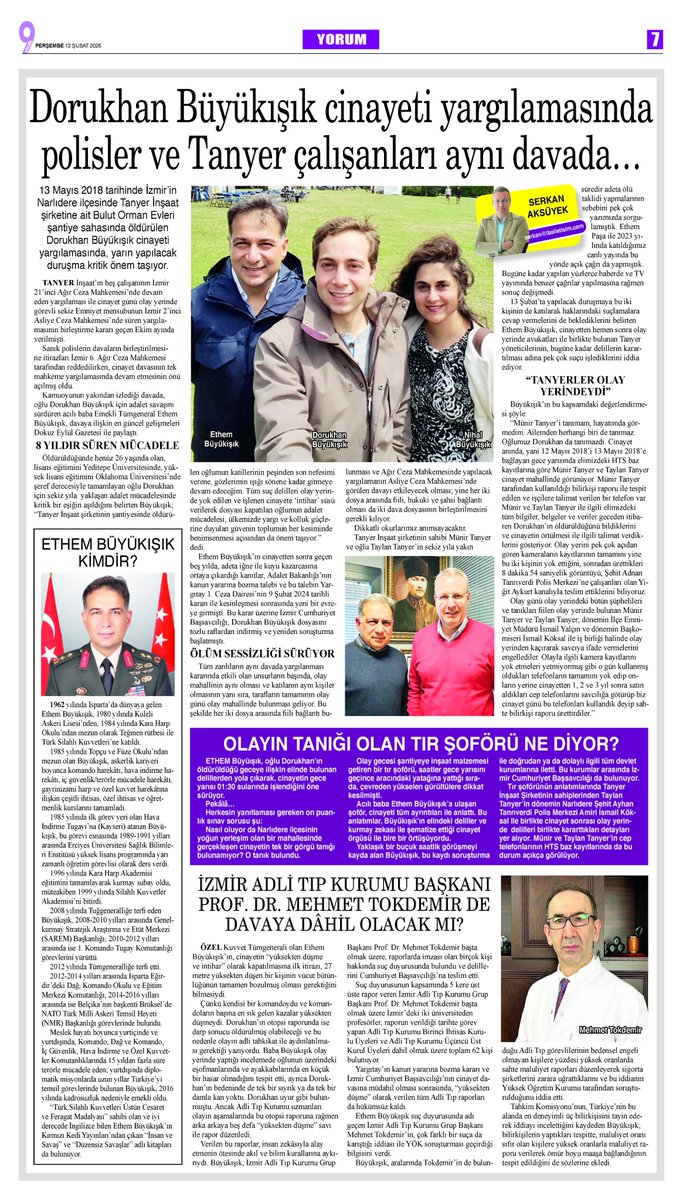 DORUKHAN’I ÖLDÜRENLERİ TIR ŞOFÖRÜ GÖRDÜ

13 Mayıs 2018’de Narlıdere’de Tanyer İnşaat şantiyesinde öldürülen Dorukhan Büyükışık cinayetini, inşaata malzeme taşıyan TIR şoförü gördü ve ifade verdi.

Detaylar bugünkü köşe haberimizde…

dokuzeylul.com/dorukhan-buyuk…

<a href="/EthemBuyukisik/">Ethem Büyükışık</a>