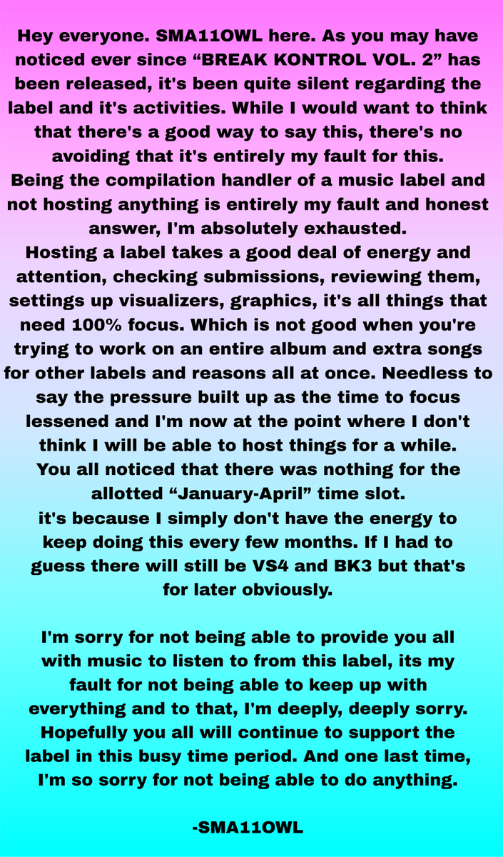 A word from SMA11OWL.