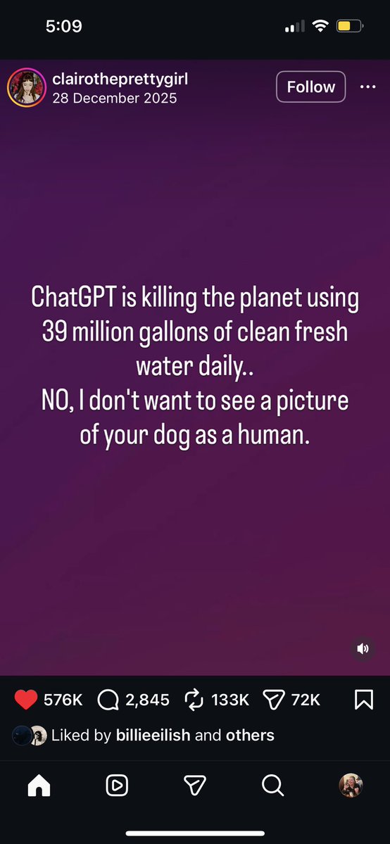 Billie liking this even tho she’s promoted AI before…