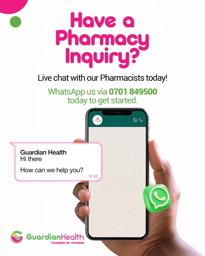 GHLPharmacy's tweet photo. DID YOU KNOW? You can access FREE online pharmacy consultations with us!

Chat with qualified and registered pharmacists at no cost and get professional guidance remotely.

👉 Simply WhatsApp 0701 849 500 to get started today.

Your health, our priority — always. https://t.co/jqXjd9gNHk