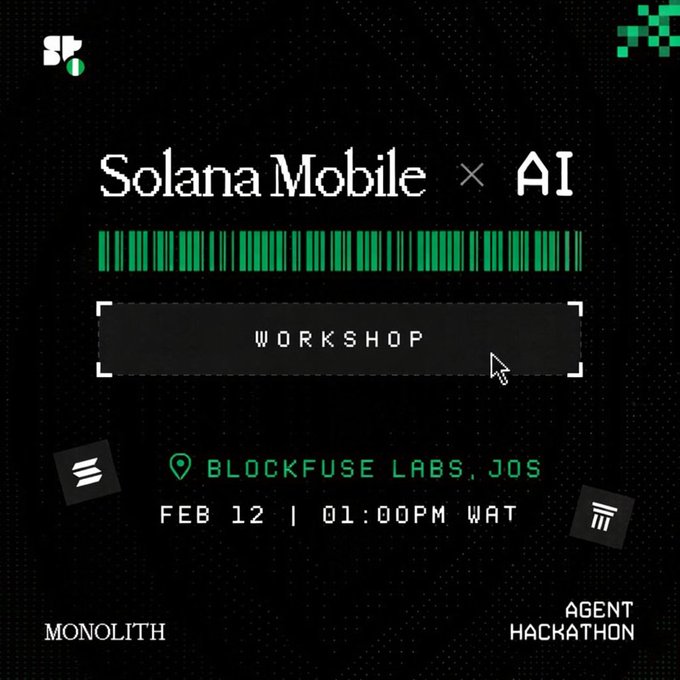 ScarFaceLabs's tweet photo. ⏰ Happening Today

The @solana hands-on workshop organised by @SuperteamNG  starts in a few hours at @blockfuselabs Hq

-Build AI + mobile apps.
-Publish on @solanamobile Store.
-Join the $225,000 Hackathon.

📅 Feb 12 | ⏰ 1:00 PM WAT

📌 Secure your spot now
https://t.co/uRUMnWVZLv

@Harri_obi
@alexfavour
@NzubeEzudo
@witty_cruz
@kryptdou

#Web3 #AI #Blockchain