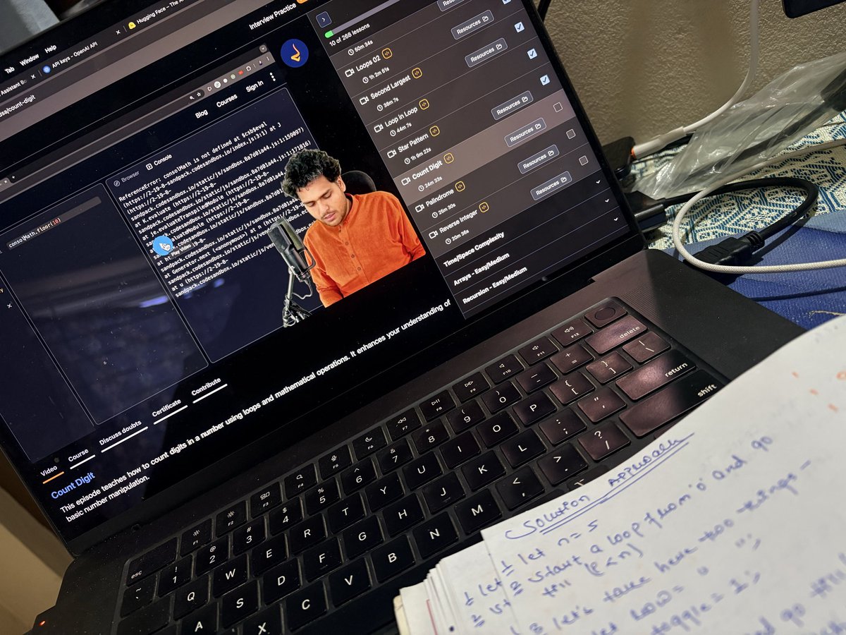 devendrajhaa's tweet photo. Day 5 / 100 – DSA Journey

Continued practicing star pattern problems and worked on count digits number problems to strengthen logic and fundamentals.

Wasn’t feeling well yesterday, but staying consistent and showing up matters. Back on track.

#100DaysOfCode #DSA https://t.co/LRR3ZdJAXN