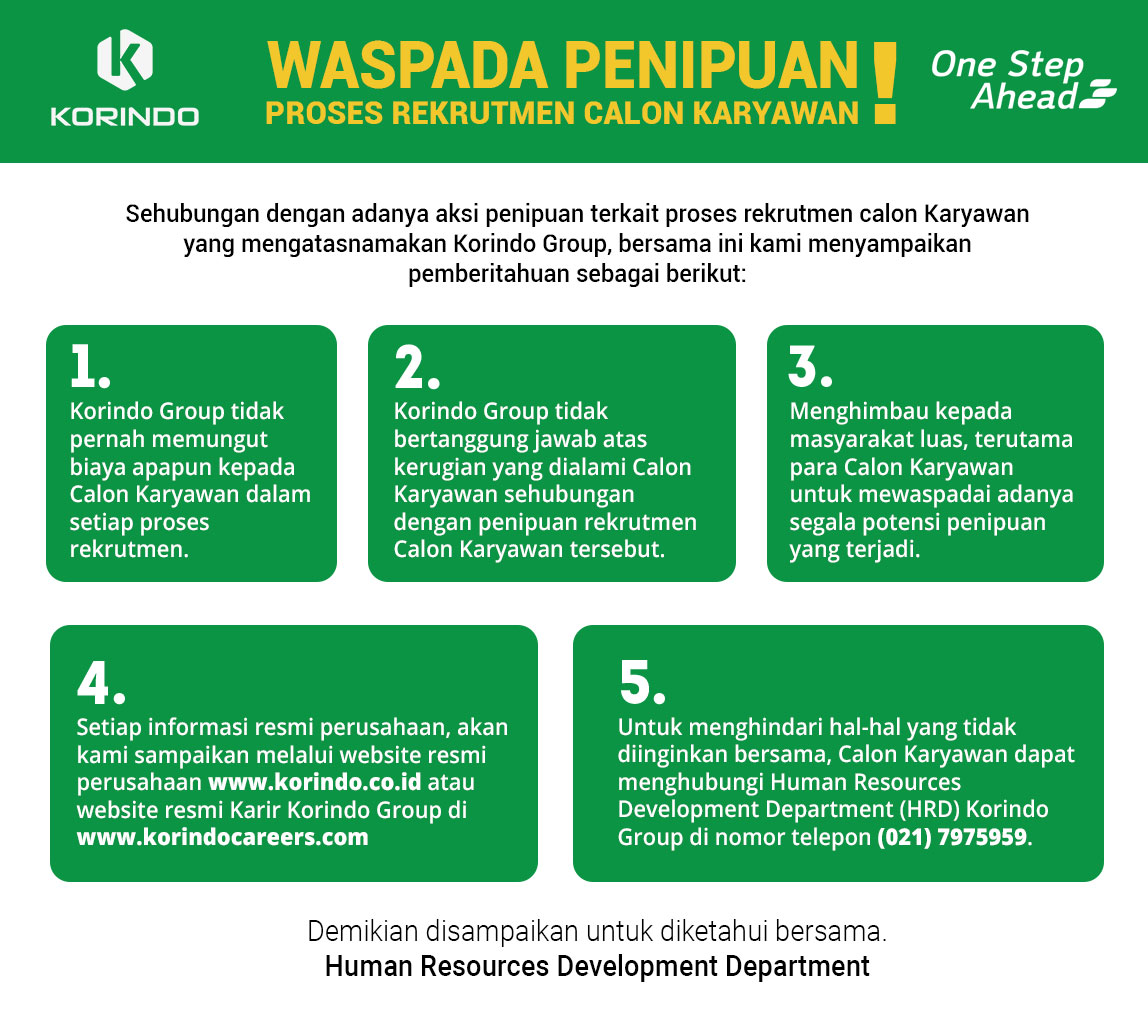 Korindo Group  is currently inviting qualified candidates to join our team. For  detailed information and application procedures, please visit:  bit.ly/korindocareers