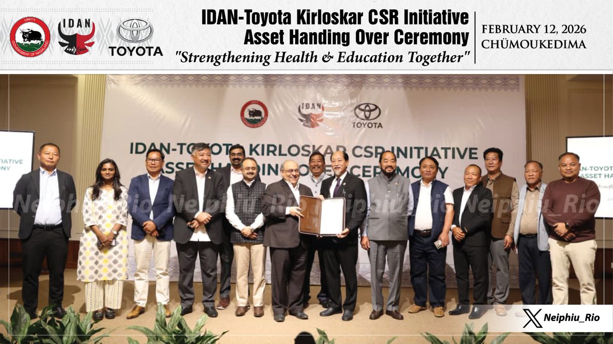 Neiphiu_Rio's tweet photo. It was a pleasure to be part of the ceremony marking the handover of assets under Toyota Kirloskar Motor Pvt. Ltd. CSR initiative. I place on record the sincere appreciation of the State Government and the people of Nagaland for this thoughtful and impactful initiative. https://t.co/SQmO6qqXni