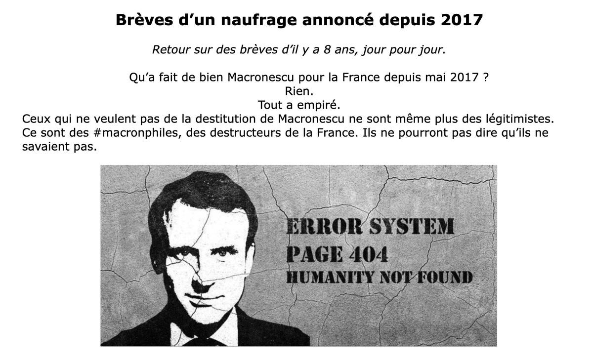 P_Champigny's tweet photo. Revue du jour - Naufrage du 12/02/2018

1313- Surprise du dernier #sondage (du #JournalDuDimanche) : 56 % des Français seraient désormais convaincus que "l’#islam est #compatible avec les valeurs de la république". Il est vrai que dans la même édition du JDD, #Macronescu explique comment il va "#réformer l’islam de France". Ah, je comprends mieux l’entourloupe.

1314- Vive la non-démocratie. En #Allemagne, Mme #Merkel (CDU) et M. #Schulz (SPD), #minoritaires à eux deux, ont décidé de gouverner ensemble avec des idées totalement opposées. Sauf sur 3 points : l’#Europe_fédérale (à condition que l’Allemagne dirige), l’#immigration à accélérer et #éviter_les_élections. Tout va bien.

1315- L’argument principal des ##dhimmis défendant la chanteuse voilée proche des frères musulmans est qu’en parler risque de #fracturer encore plus la société. Ben voyons. #Censure et #auto_censure sont les meilleurs boucliers pour avancer cachés.

1316- #Jean_ChristopheLagarde, président de l'#UDI : "Je pense que c'est du devoir de l'État, d'un #État_laïc, que d'organiser cette religion [l’#islam]". Il ne se rend même plus compte de ce qu’il dit.

1317- #Macronescu : "Nous travaillons à la structuration de l'#islam de France et aussi à la manière de l'expliquer, ce qui est extrêmement important". On sent qu’il va y avoir des #éléments_de_langage plutôt gratinés pour faire passer ce qu’il prépare.

1318- Ils sont toujours aussi fous : Un ministre #belge souhaite promouvoir l’#enseignement de l’#arabe. Lentement, mais sûrement, l’#apartheid (dans le sens étymologique de "développement séparé") s’installe dans nos pays.

1319- Le Collectif contre l'#islamophobie en France (#CCIF), proche des #Frères_musulmans, a diffusé ce lundi le mode d'emploi pour #dénoncer, auprès du CSA, le journaliste #IvanRioufol et le faire taire.

1320- Selon Reporters Sans Frontières (#RSF), la France arrive en 39e position au classement mondial de la #liberté_de_la_presse. Et on se prétend la "lumière du monde", la "patrie de la liberté", le "pays des droits de l’Homme" ! Qu’en sera-t-il l’an prochain avec la loi sur les "#fake_news" ? Le moteur de l’auto-censure va carburer à fond.

1321- A quoi on les reconnaît ? A toujours se plaindre : "Beaucoup de filles et femmes #Noires ont l'impression de ne #plaire à personne. C'est un sujet important dont il faut parler publiquement", (#RokhayaDiallo). Tu m’étonnes, ma pauvre fille. À commencer par toi. Exogène, va !

1322- 32 000 euros d’#allocations perçus avec une #fausse_identité à Strasbourg : le #migrant relaxé, la #CAF déboutée de sa demande de remboursement.

1323- Avec la solution du ministre de la #justice pour lutter contre les terroristes on est sauvés : "Nous savons gérer cela, ces personnes-là ne vont pas seulement sortir et être dans la nature, elles vont faire l’objet d’un suivi", (#NicoleBelloubet). On a vu ce que donnait le suivi des #fichés_S. Et c’étaient des bébés à côté de ceux-là !

1324- La #CAF, pour verser une aide, accepte une procédure d’adoption spécifique au droit musulman : la #Kafala. En somme "la CAF est là" pour le #bon_plaisir_des_musulmans. En complète violation du droit français. Mais, on n’est plus vraiment à cela près.
