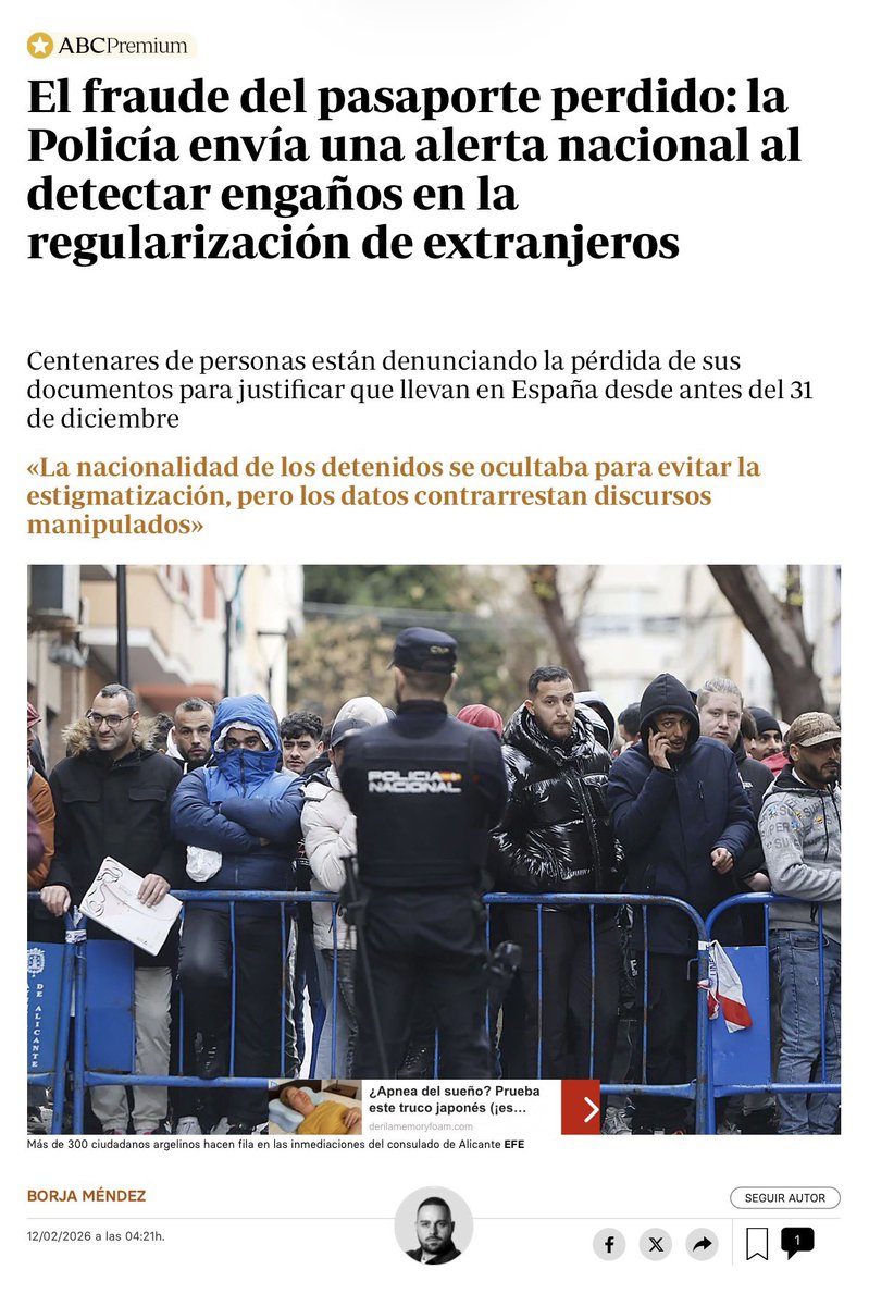 JupolNacional's tweet photo. El fraude del pasaporte perdido: la Policía envía una alerta nacional al detectar engaños en la regularización de extranjeros, vía @abc_es

Jupol, ha denunciado que este oficio «evidencia el efecto llamada que venimos advirtiendo desde que se anunció la regularización extraordinaria de extranjeros».

«Exigimos medidas claras y contundentes que protejan tanto la legalidad como la profesionalidad de los policías nacionales. Demostrando además, la inseguridad jurídica que también denunció Jupol ante el anuncio de este proceso extraordinario», finalizan.

#JUPOLDenuncia

#EquiparacionYa y mucho más.

🌐Noticia completa: https://t.co/hRAqj73PnZ 

✍️@Borjamendez