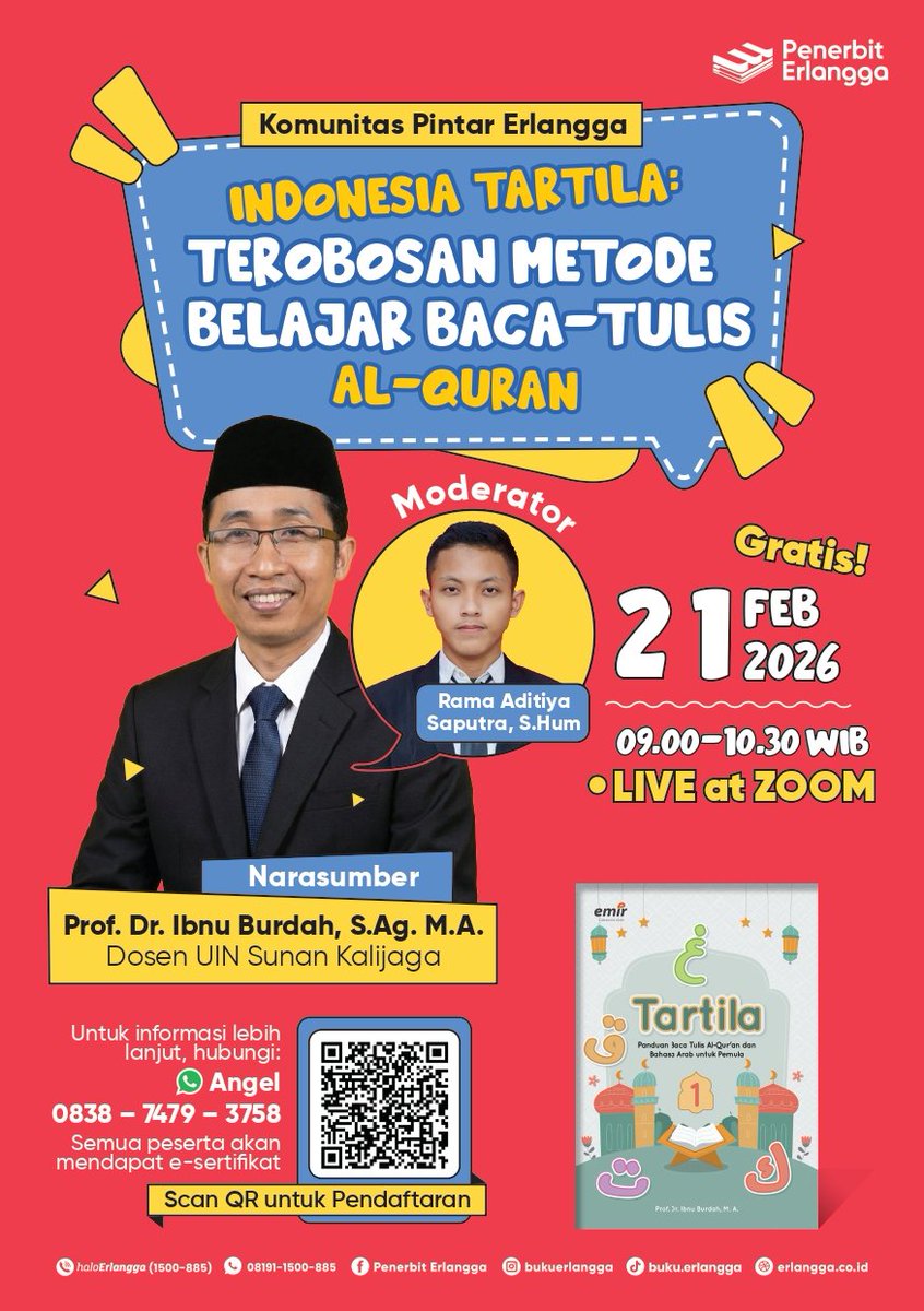 Komunitas Pintar Erlangga (KOPIN) 📱💻

🌟 Indonesia Tartila: Terobosan Metode Belajar Baca-Tulis Al-Quran

🔗 Yuk, isi pendaftaran kegiatan KOPIN pada link di bawah ini 👇🏻👇🏻👇🏻
bit.ly/KOPINEMIR-21Feb