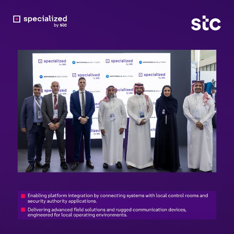 specialized_stc's tweet photo. A strategic partnership was launched at #WDS2026 through an MoU between #specialized_by_stc and Motorola Solutions to deliver reliable mission-critical communication and video monitoring solutions for high-demand environments.