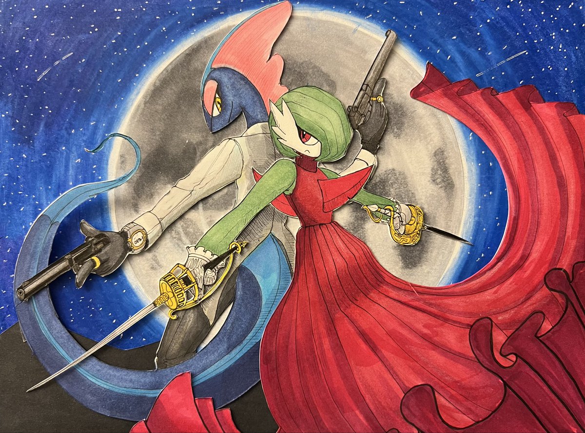Heres this one.
Not my favorite one.
I just find satisfaction in drawing that red dress gardivour 
(Not a mega. Just a normal one with a red dress)

#Pokemon #Gardevoir #pokemonfanart