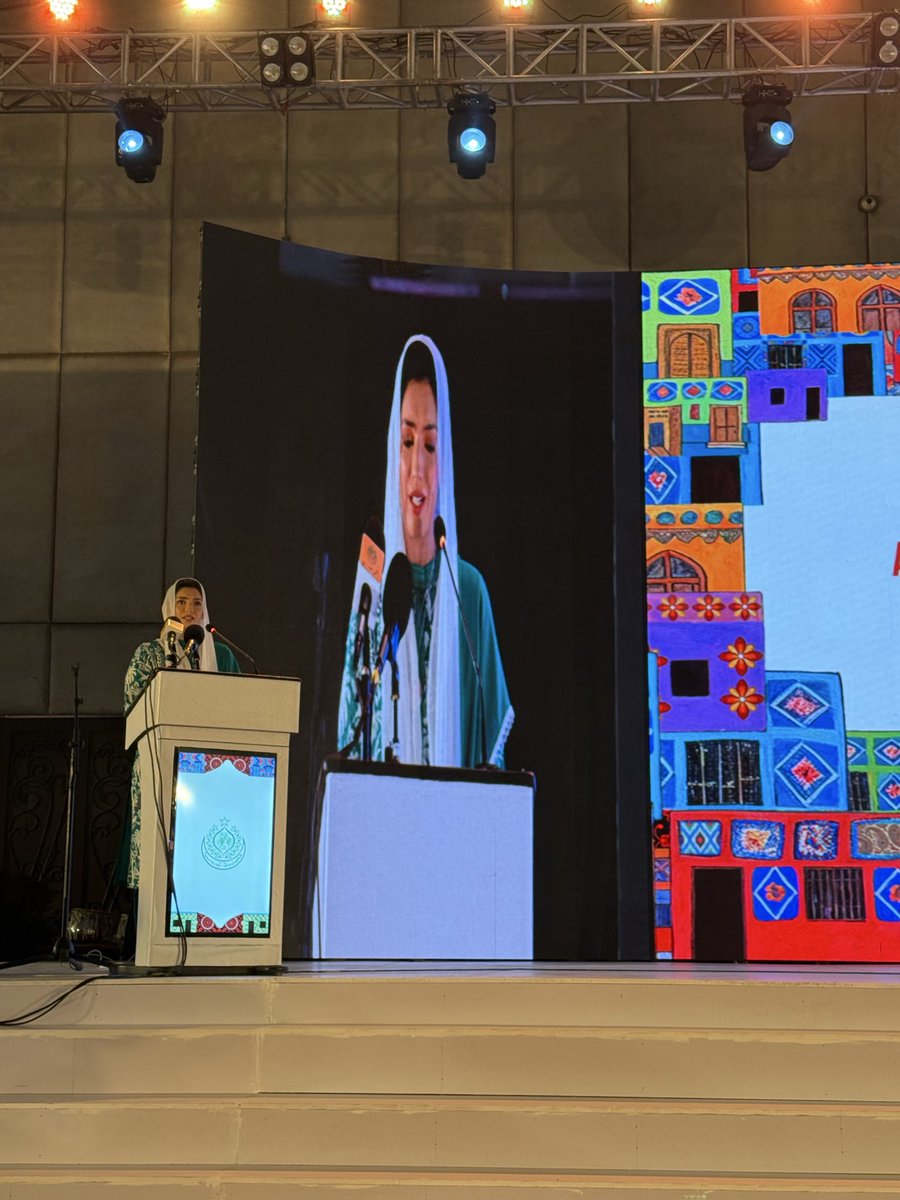 ShaziaAttaMarri's tweet photo. First Lady @AseefaBZ speaking at the Asia Pacific Shelter And Settlement Forum 2026 being held in Karachi today. She reminds the world that for us, roti, kapra aur makaan is not a slogan-but a commitment. 

Kudos to @SphfOfficial for doing a remarkable job 👏🏻 https://t.co/IZqYqCOQi8
