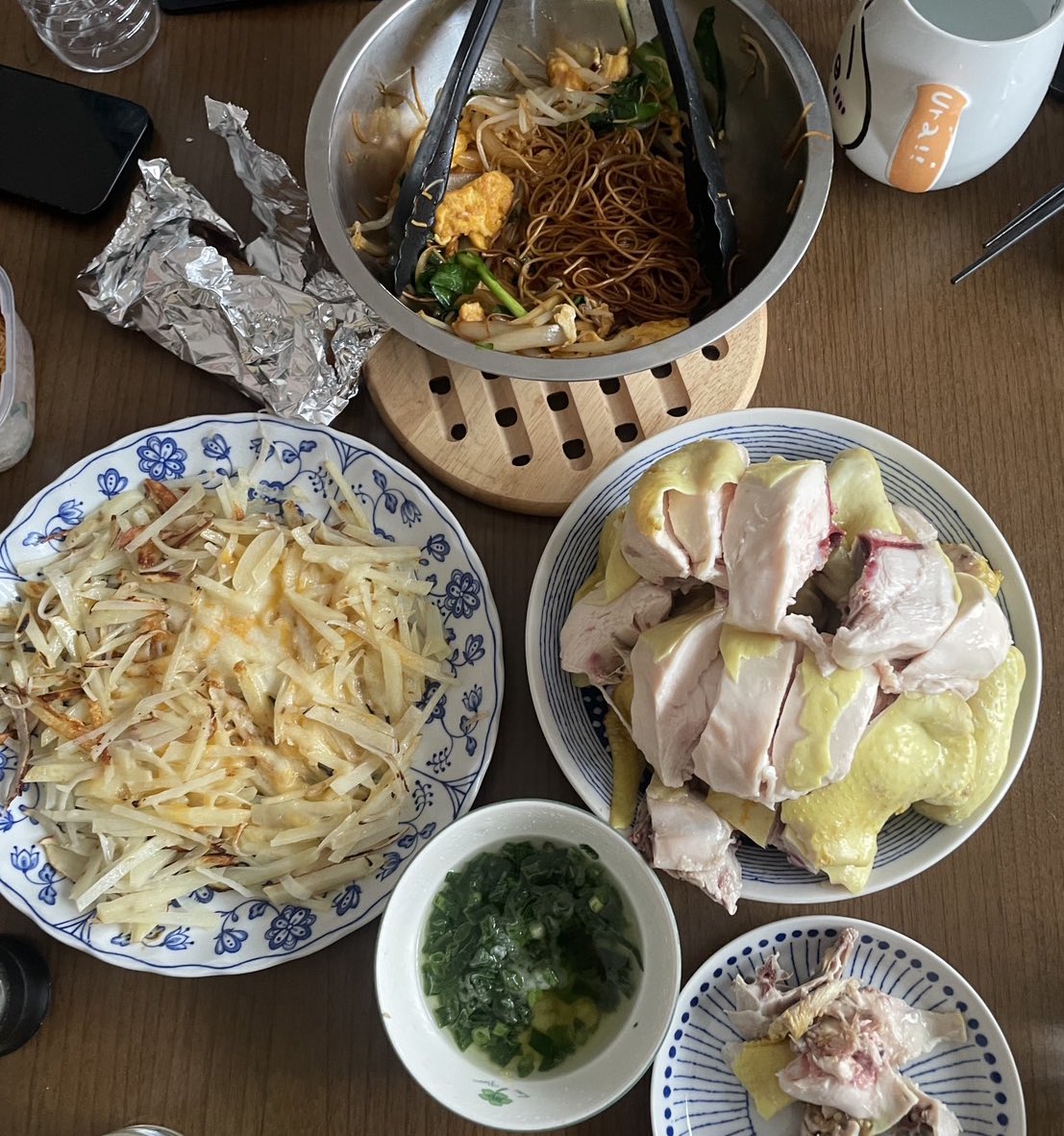 香港の叉焼作ったので叉焼飯！余った白切鶏添え