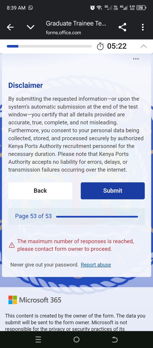animaladay001's tweet photo. @Kenya_Ports @rigathi @C_NyaKundiH   How did it happen that for those who completed the test way before time could not submit their responses.

You didn't reject us, you simply never let us compete. https://t.co/CgmuDHSm3j