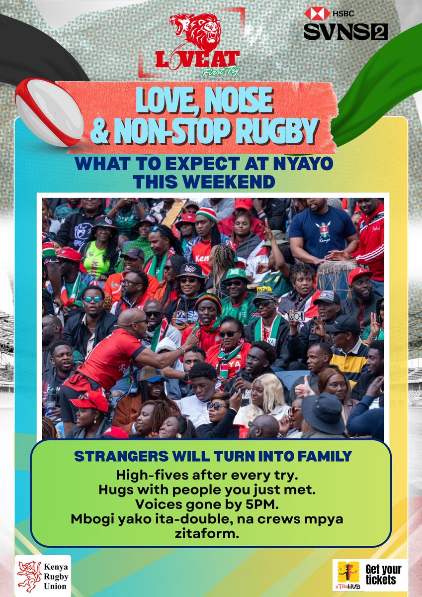 They are coming into our home.
Into our energy.
Into our culture.

Nyayo Stadium will be hosting HSBC SVNS scheduled for 14th and 15th February 2026

<a href="/OfficialKRU/">Kenya Rugby</a>
#loveatfirsttry